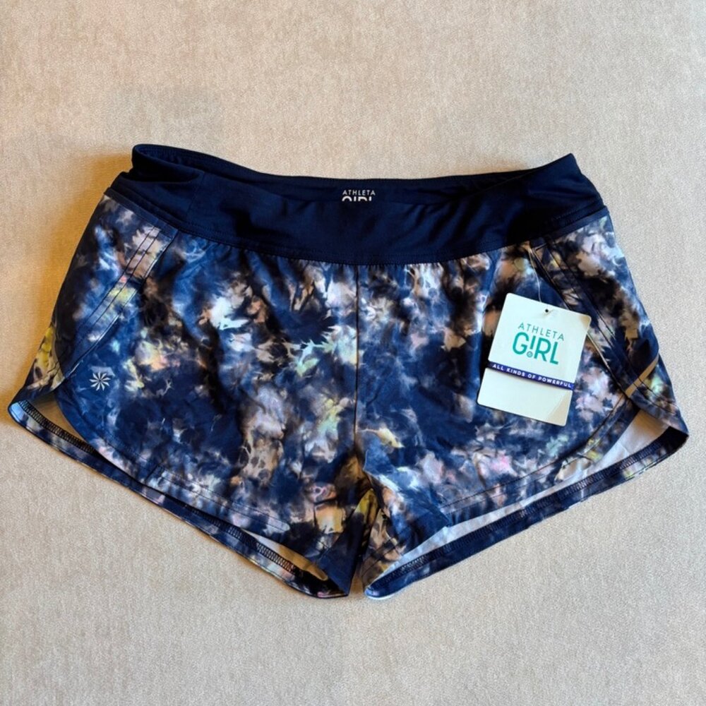 ATHLETA Girl Printer Sprinter Shorts NWT Size 16 XXL Blue